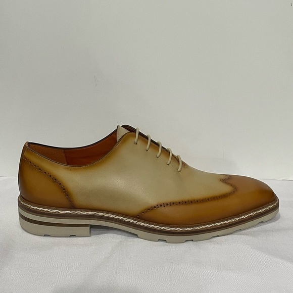 Mezlan shoes casual tan/bone wingtip Oxford light - Picture 2 of 5